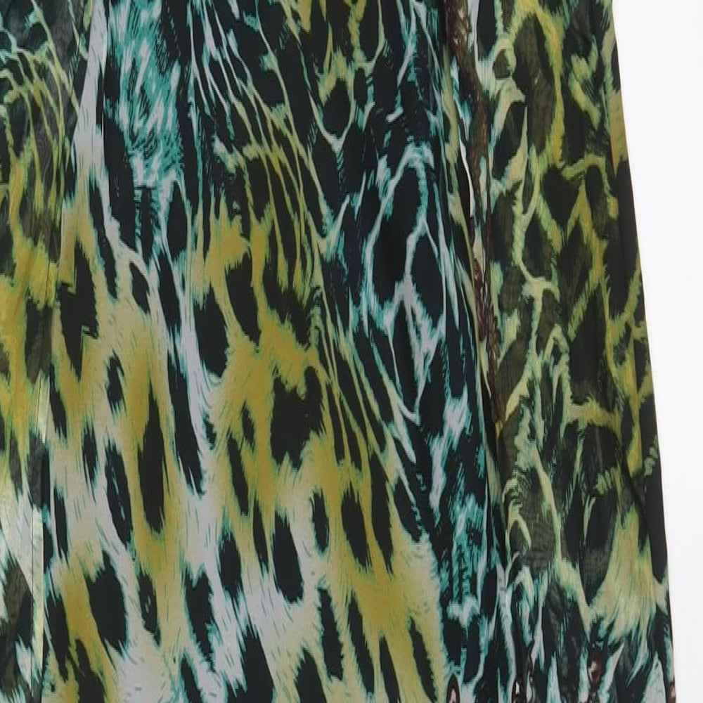 PRETTYLITTLETHING Womens Multicoloured Animal Print Polyester A-Line Size 10 Halter Zip