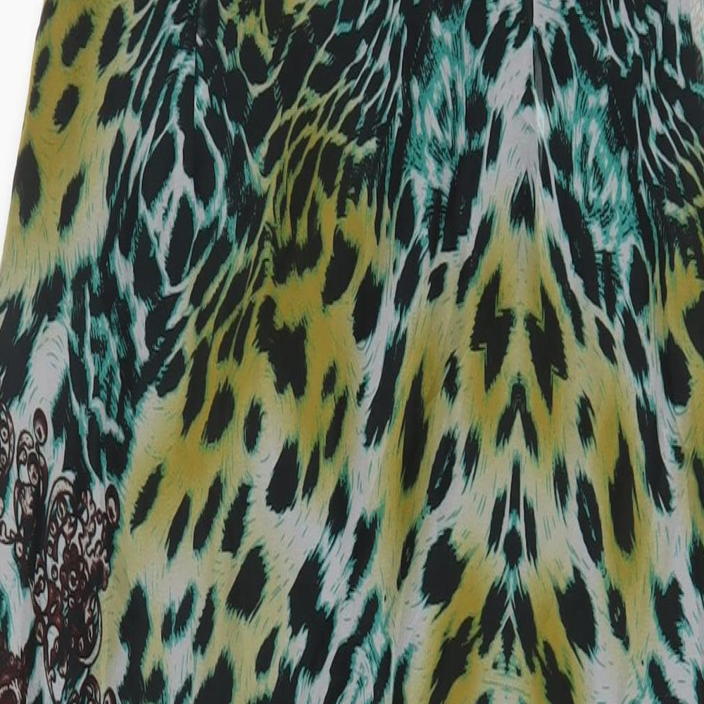 PRETTYLITTLETHING Womens Multicoloured Animal Print Polyester A-Line Size 10 Halter Zip