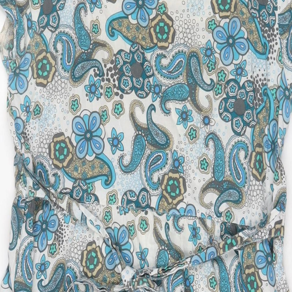 Basic Editions Womens Blue Fair Isle Cotton A-Line Size 10 V-Neck Pullover