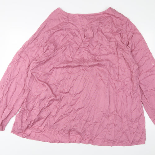 Yours Womens Pink Viscose Basic T-Shirt Size 26 V-Neck - 26/28