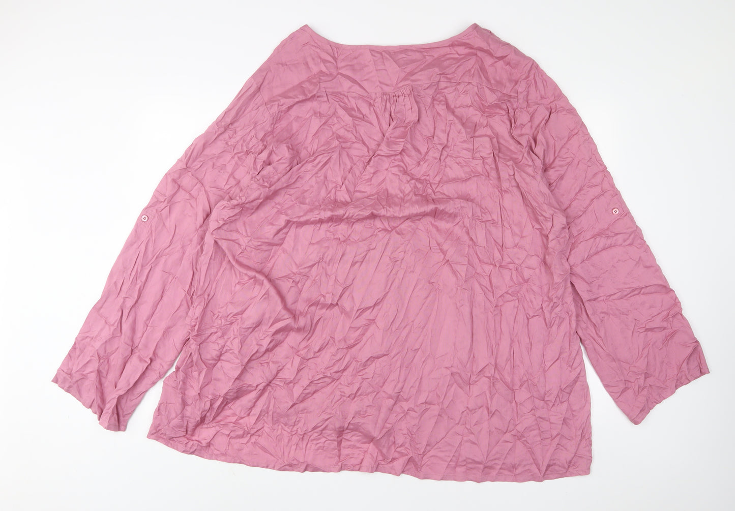 Yours Womens Pink Viscose Basic T-Shirt Size 26 V-Neck - 26/28