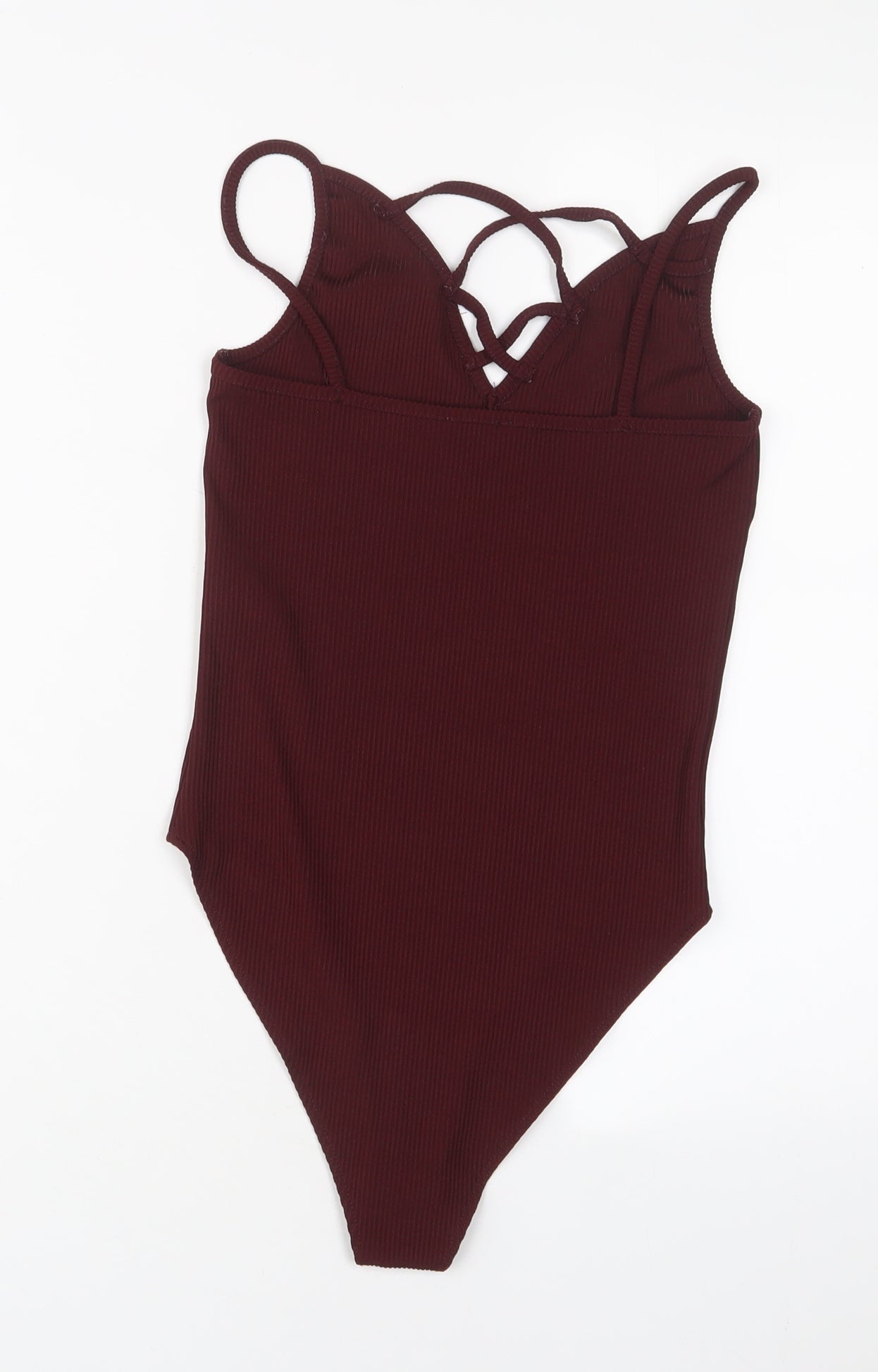 New Look Womens Red Polyester Bodysuit One-Piece Size 10 Snap