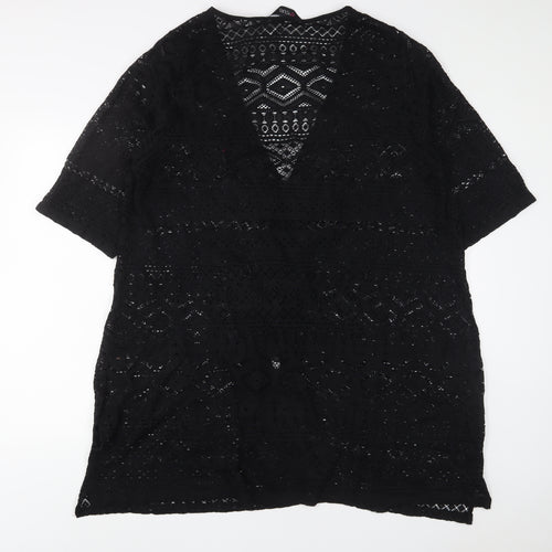 Yours Womens Black Cotton Kimono Blouse Size 22 V-Neck