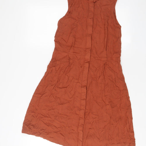 Topshop Womens Brown Viscose A-Line Size 14 Halter Button