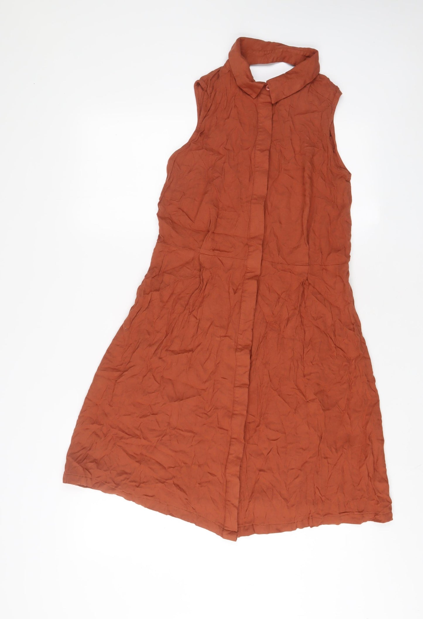 Topshop Womens Brown Viscose A-Line Size 14 Halter Button