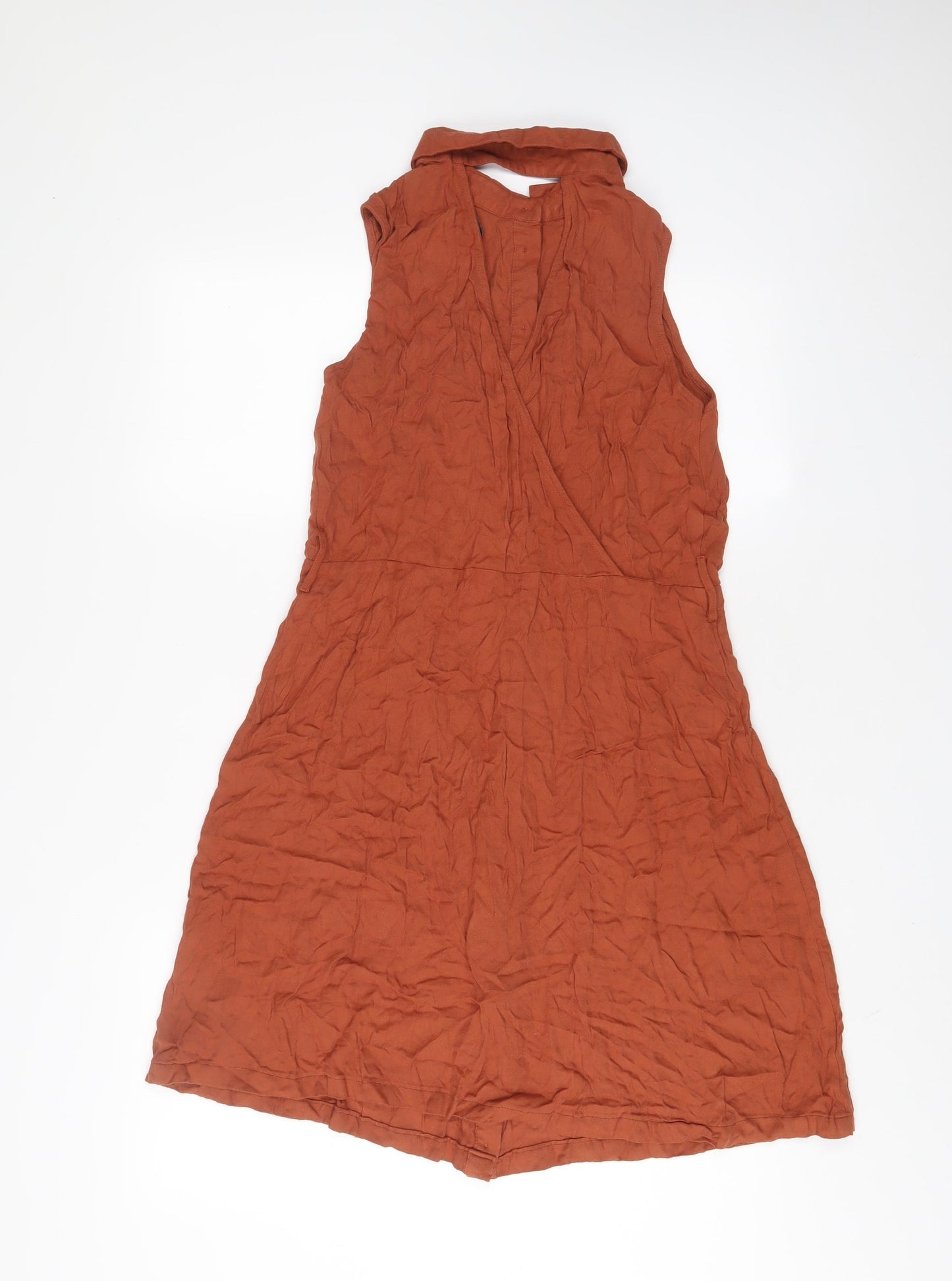 Topshop Womens Brown Viscose A-Line Size 14 Halter Button