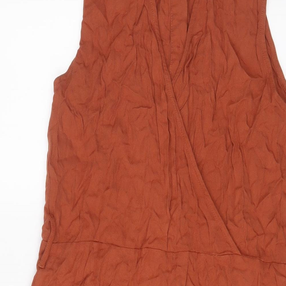 Topshop Womens Brown Viscose A-Line Size 14 Halter Button