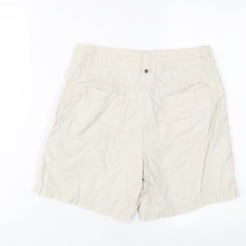 Marks and Spencer Womens Beige Cotton Basic Shorts Size 8 L6 in Regular Zip