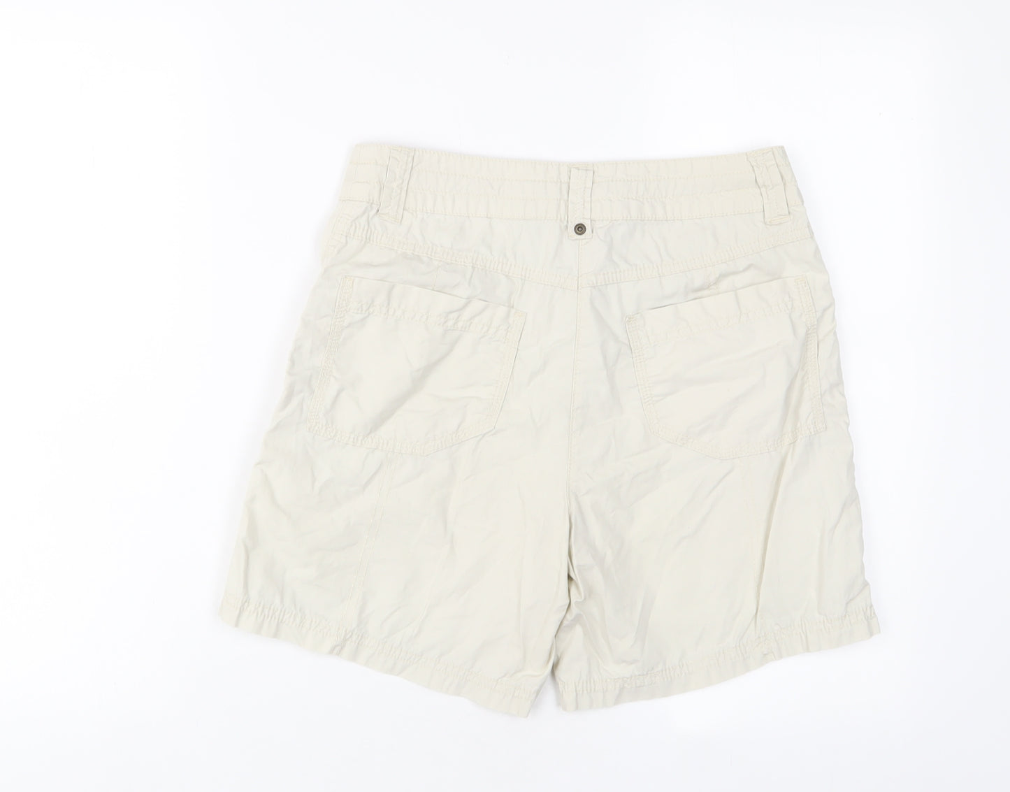 Marks and Spencer Womens Beige Cotton Basic Shorts Size 8 L6 in Regular Zip