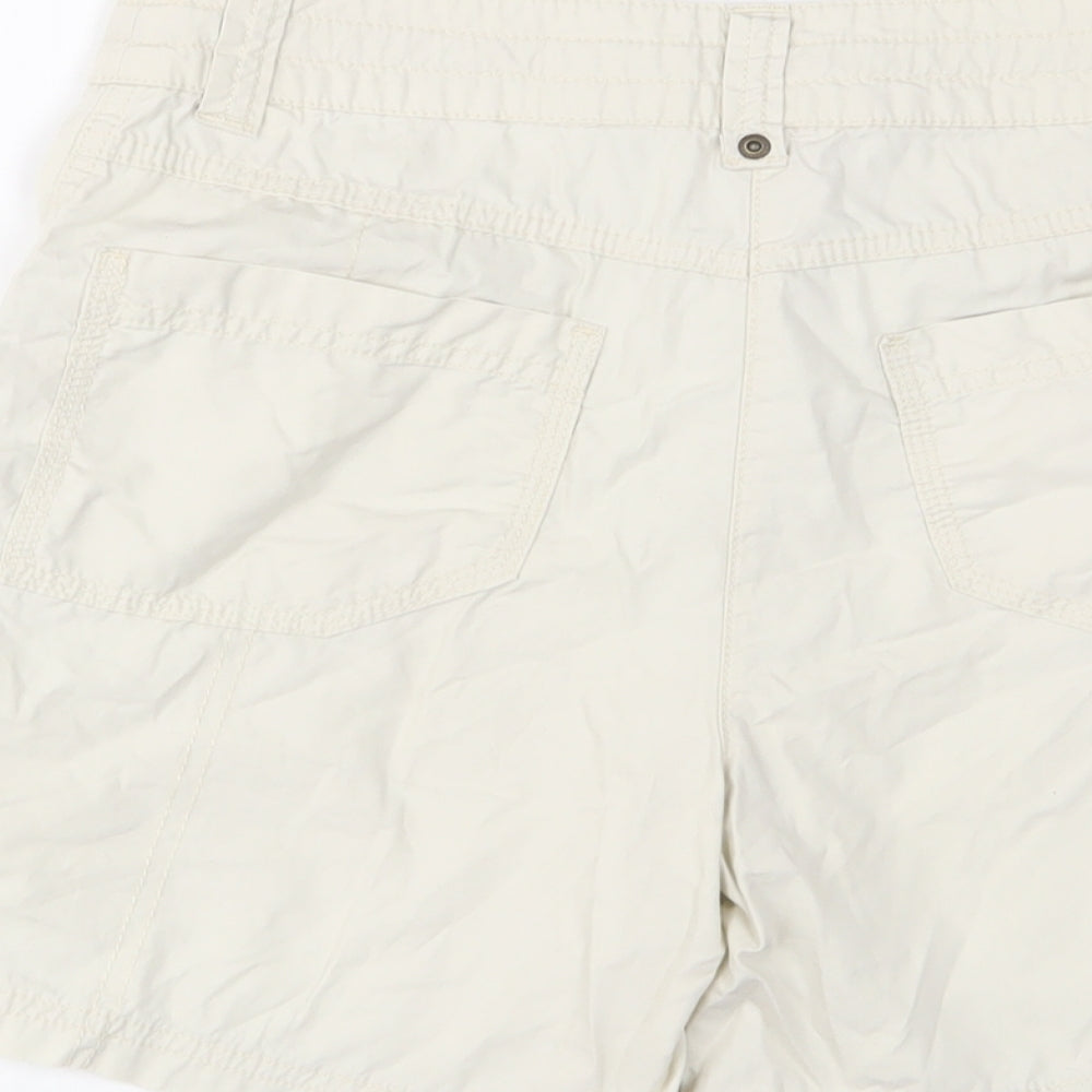 Marks and Spencer Womens Beige Cotton Basic Shorts Size 8 L6 in Regular Zip