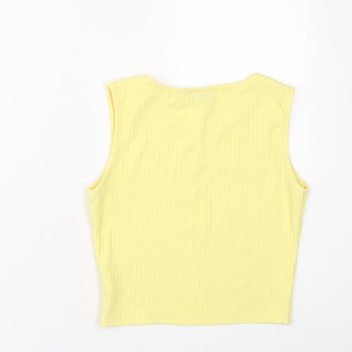 edge Womens Yellow Polyester Cropped Tank Size 8 Crew Neck