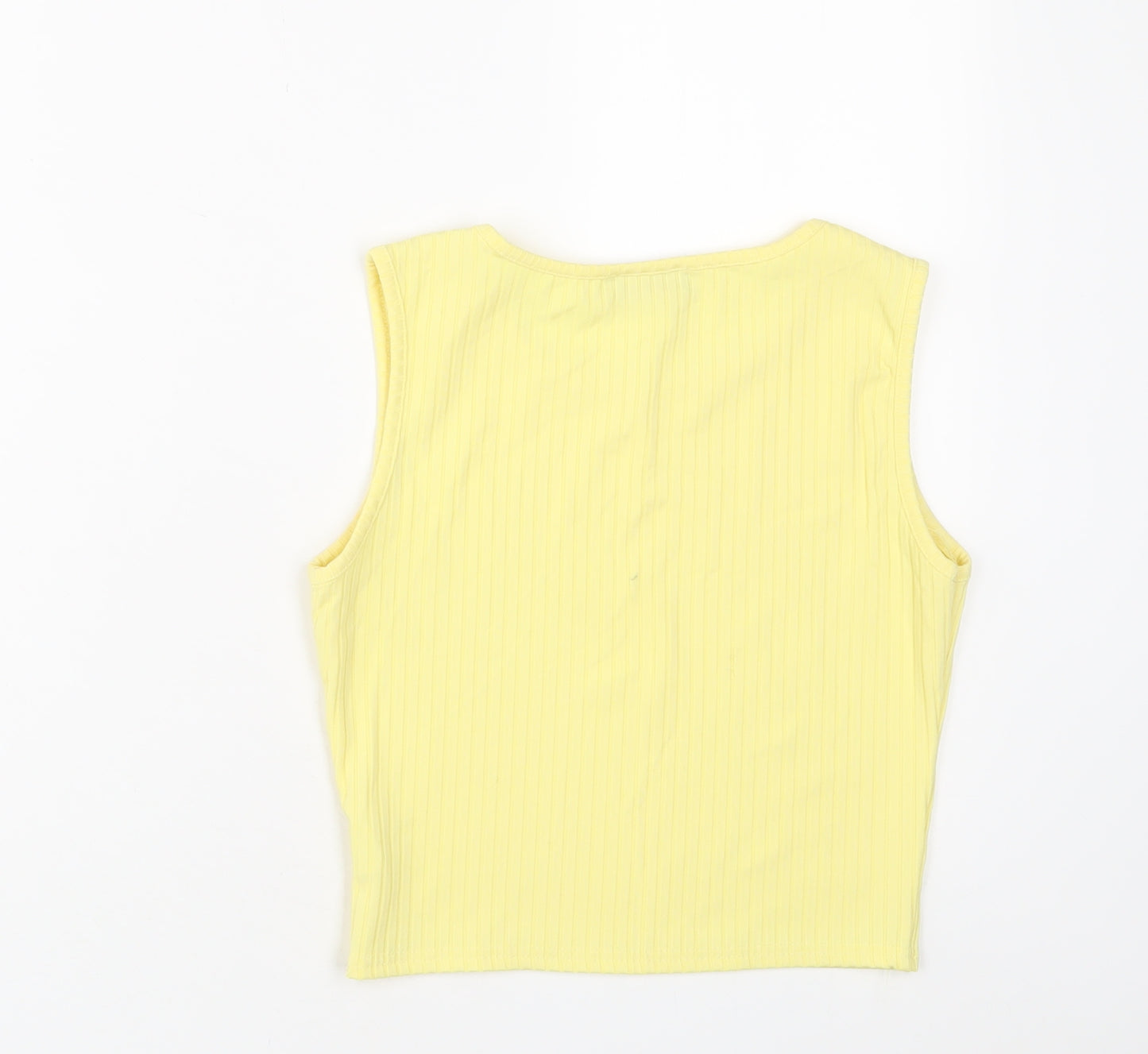 edge Womens Yellow Polyester Cropped Tank Size 8 Crew Neck
