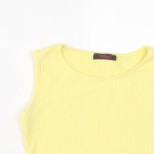 edge Womens Yellow Polyester Cropped Tank Size 8 Crew Neck