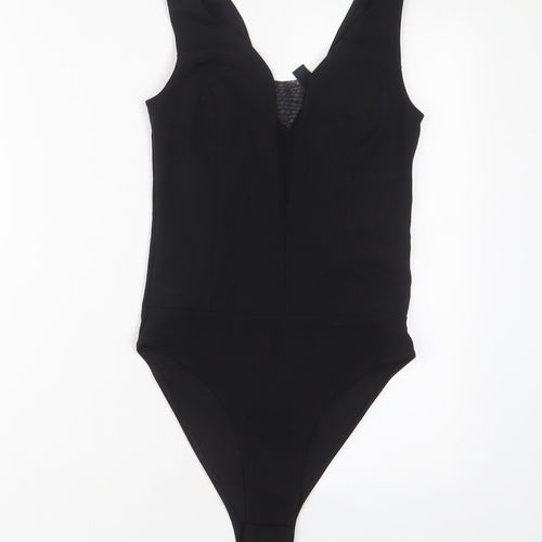 New Look Womens Black Polyester Bodysuit One-Piece Size 8 Snap