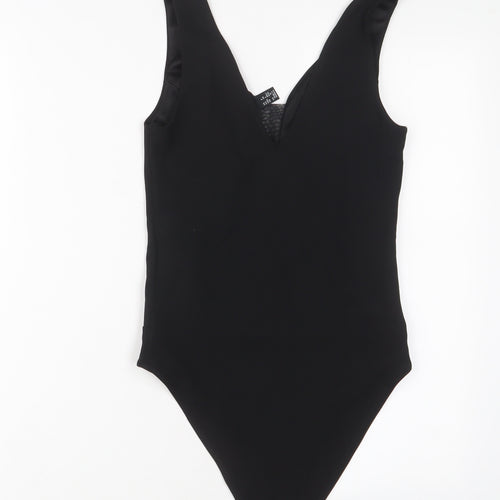 New Look Womens Black Polyester Bodysuit One-Piece Size 8 Snap