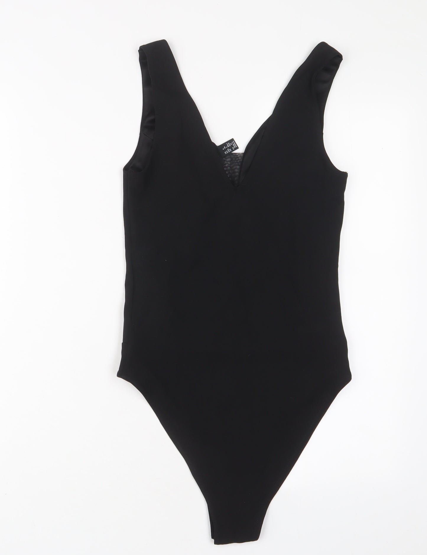 New Look Womens Black Polyester Bodysuit One-Piece Size 8 Snap
