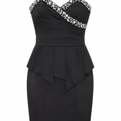 Lipsy Womens Black Polyester Bodycon Size 10 V-Neck Zip - Jewels