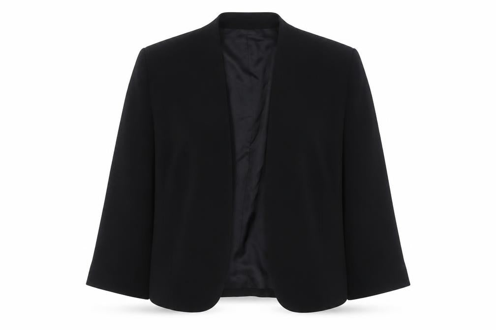 Front view of CONDICI women’s black jacket blazer, size UK 12, - open