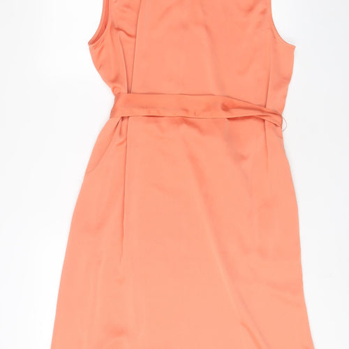 Marks and Spencer Womens Orange Polyester A-Line Size 14 Collared Button - Belted