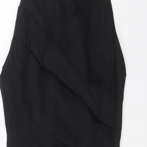 Zara Womens Black Cotton A-Line Size M Square Neck Zip - Crossback, Pleated