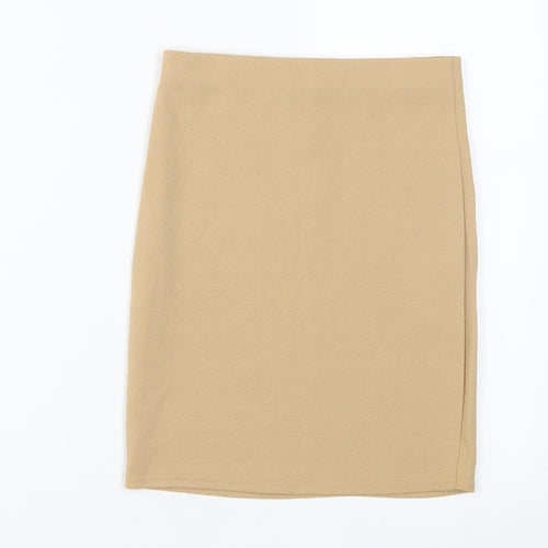PRETTYLITTLETHING Womens Beige Polyester Bandage Skirt Size 4