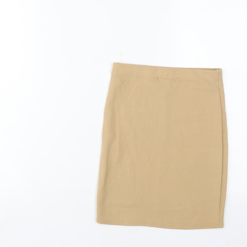 PRETTYLITTLETHING Womens Beige Polyester Bandage Skirt Size 4