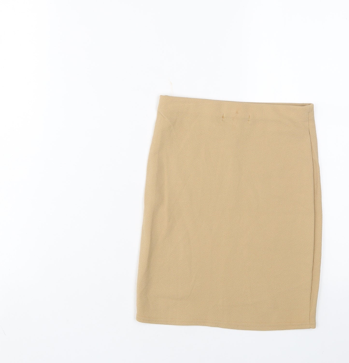 PRETTYLITTLETHING Womens Beige Polyester Bandage Skirt Size 4