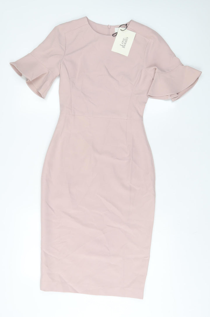 Love Bonito Womens Pink Polyester Bodycon Size 6 Crew Neck Zip