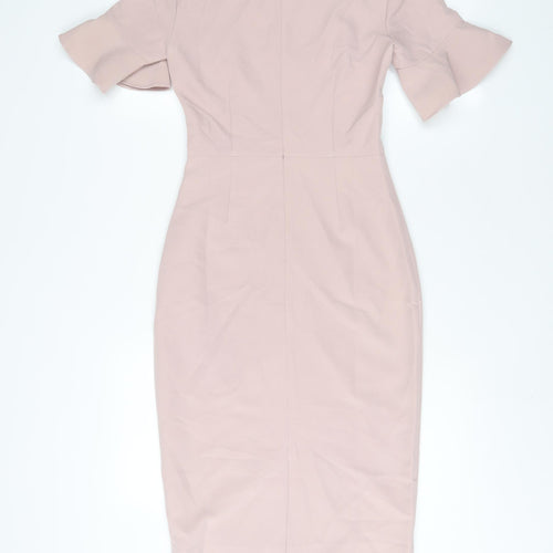 Love Bonito Womens Pink Polyester Bodycon Size 6 Crew Neck Zip