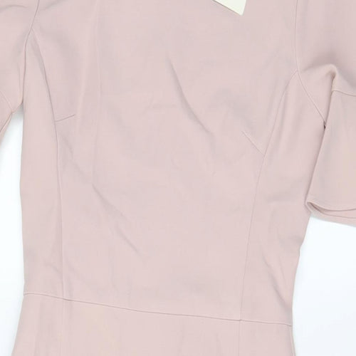 Love Bonito Womens Pink Polyester Bodycon Size 6 Crew Neck Zip