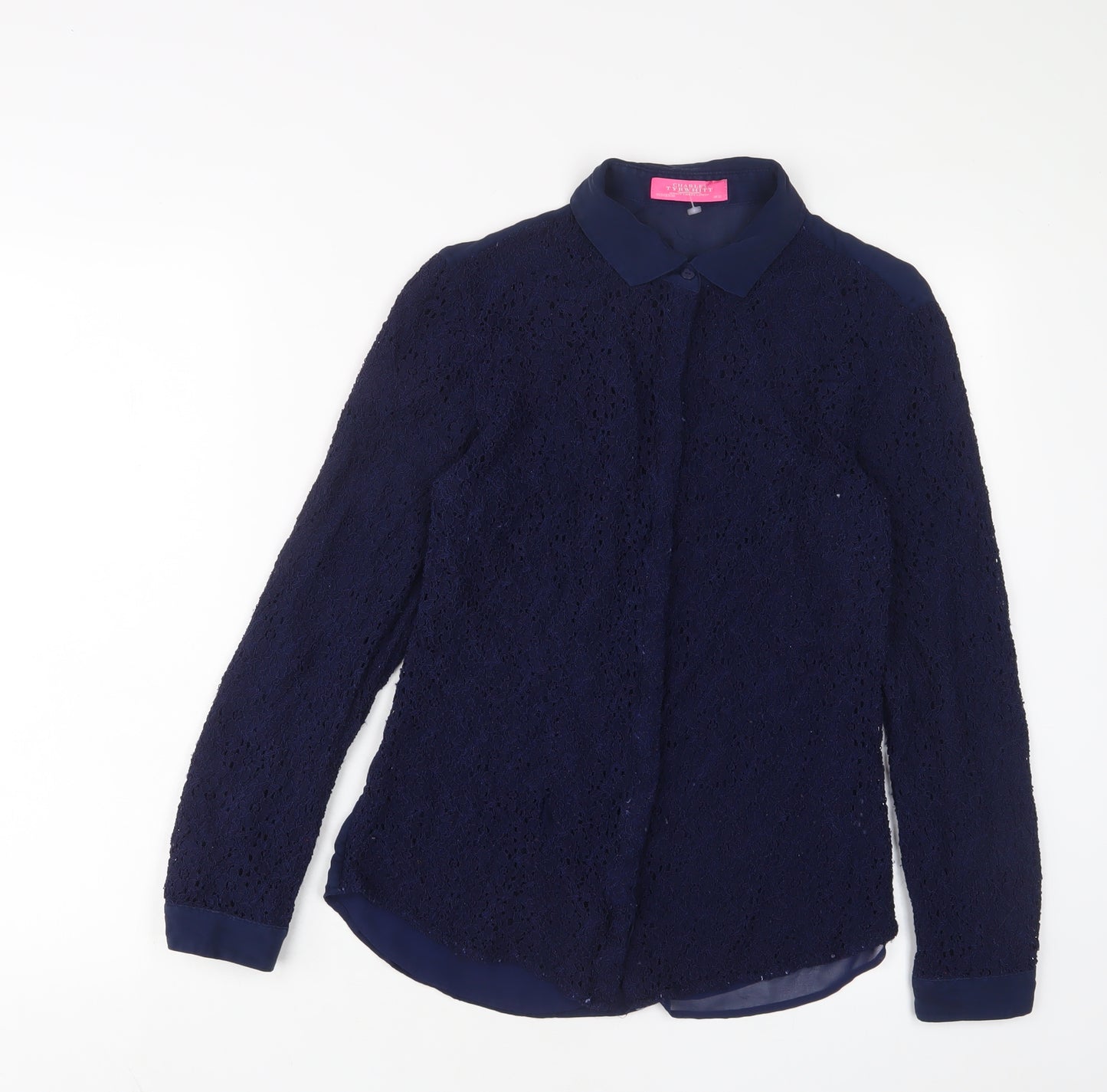 Charles Tyrwhitt Womens Blue Viscose Basic Button-Up Size 12 Collared