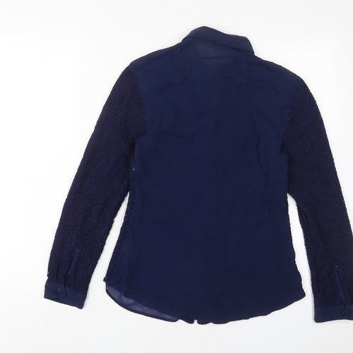 Charles Tyrwhitt Womens Blue Viscose Basic Button-Up Size 12 Collared