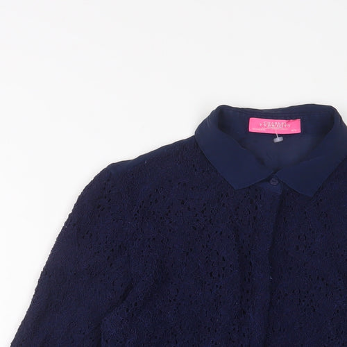 Charles Tyrwhitt Womens Blue Viscose Basic Button-Up Size 12 Collared