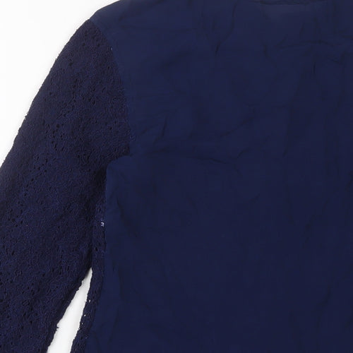 Charles Tyrwhitt Womens Blue Viscose Basic Button-Up Size 12 Collared