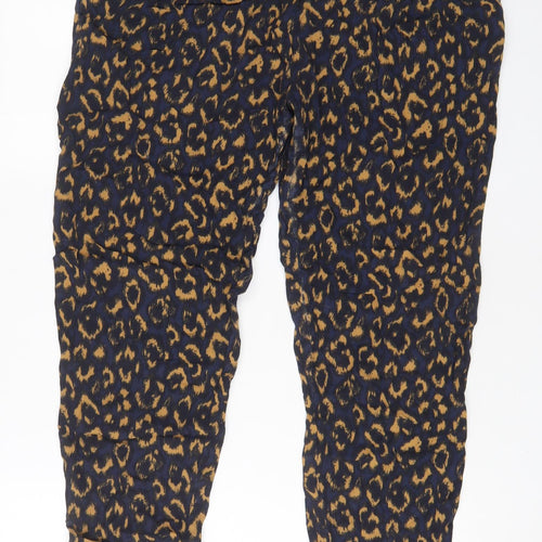 River Island Womens Blue Animal Print Viscose Trousers Size 14 L26 in Regular