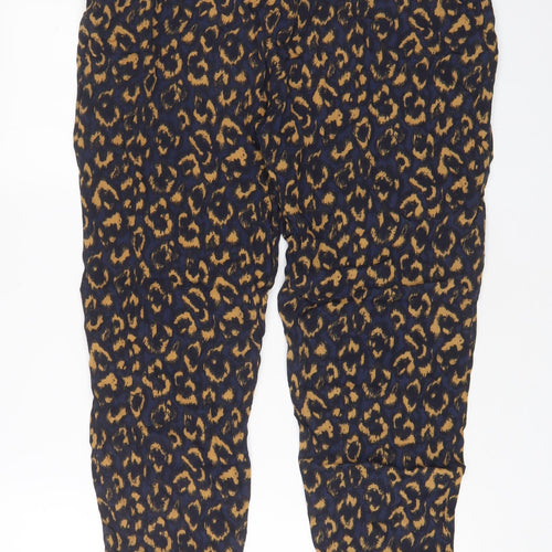 River Island Womens Blue Animal Print Viscose Trousers Size 14 L26 in Regular