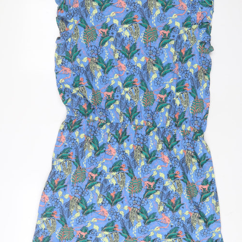 NEXT Womens Blue Geometric Cotton A-Line Size 20 Scoop Neck Pullover