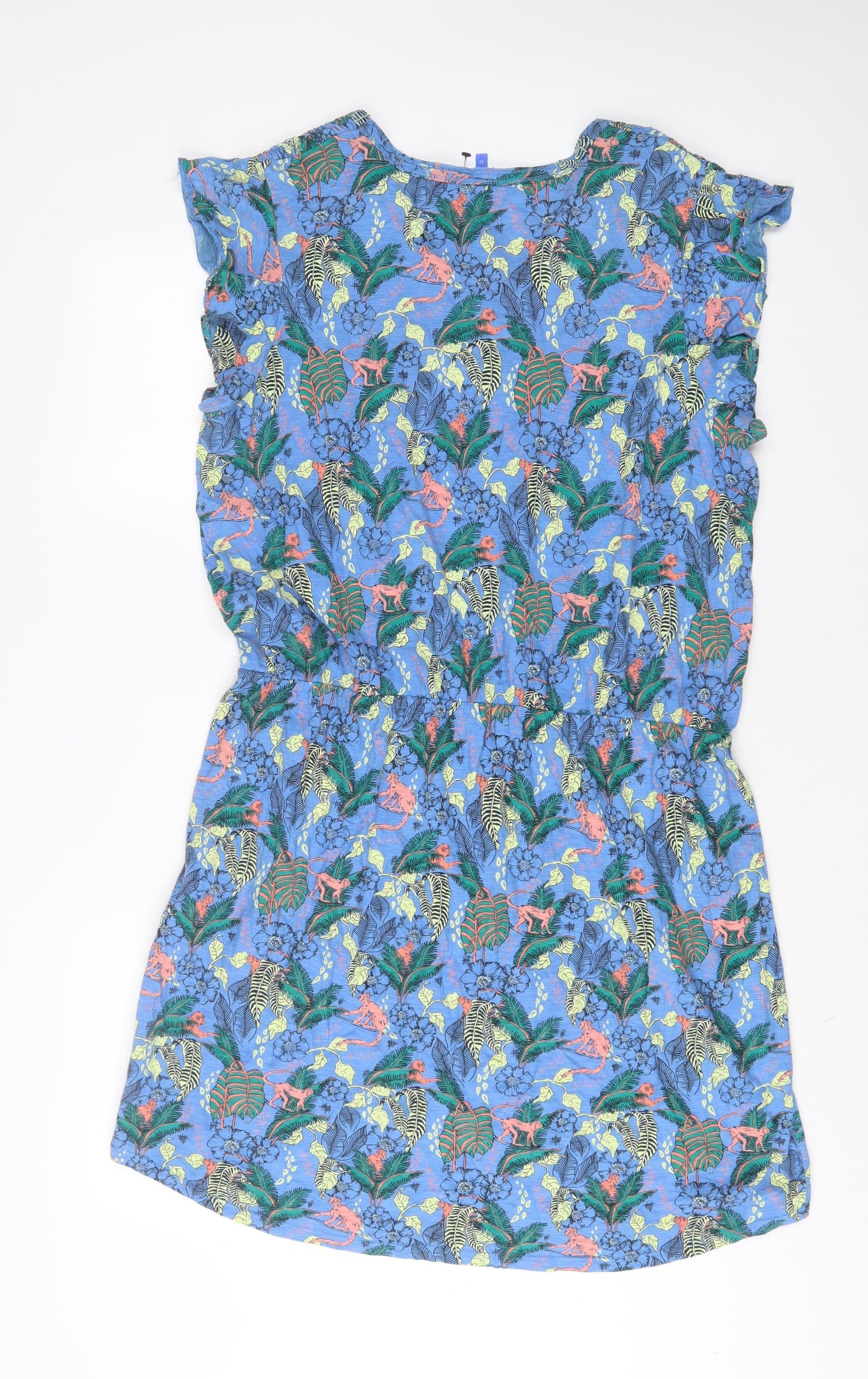 NEXT Womens Blue Geometric Cotton A-Line Size 20 Scoop Neck Pullover