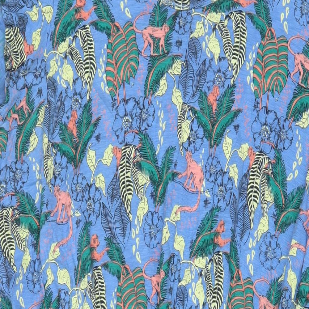 NEXT Womens Blue Geometric Cotton A-Line Size 20 Scoop Neck Pullover