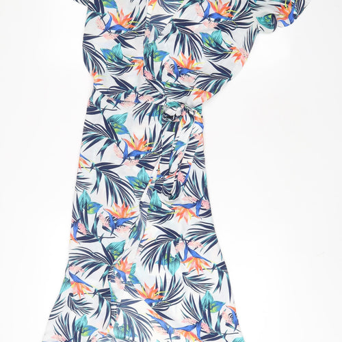 Time and Thru Womens Multicoloured Geometric Polyester Wrap Dress Size 4 V-Neck Tie - 4/6