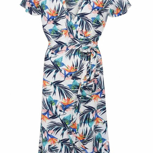 Time and Thru Womens Multicoloured Geometric Polyester Wrap Dress Size 4 V-Neck Tie - 4/6