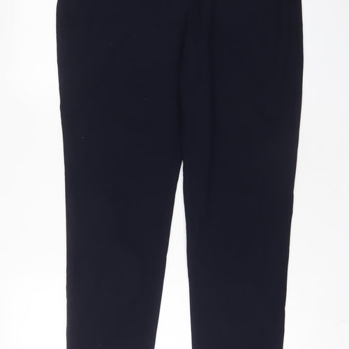Marks and Spencer Womens Blue Polyester Trousers Size 14 L31 in Regular Hook & Eye