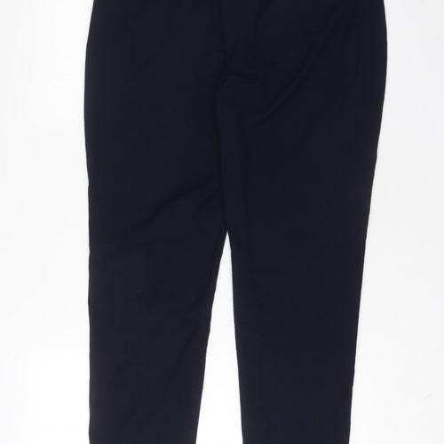 Marks and Spencer Womens Blue Polyester Trousers Size 14 L31 in Regular Hook & Eye