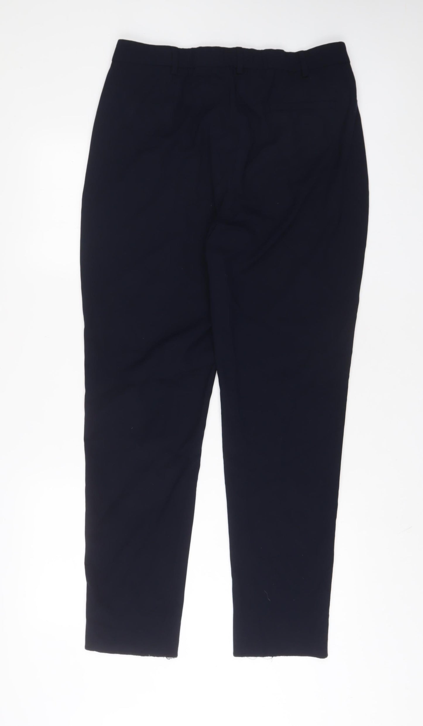 Marks and Spencer Womens Blue Polyester Trousers Size 14 L31 in Regular Hook & Eye