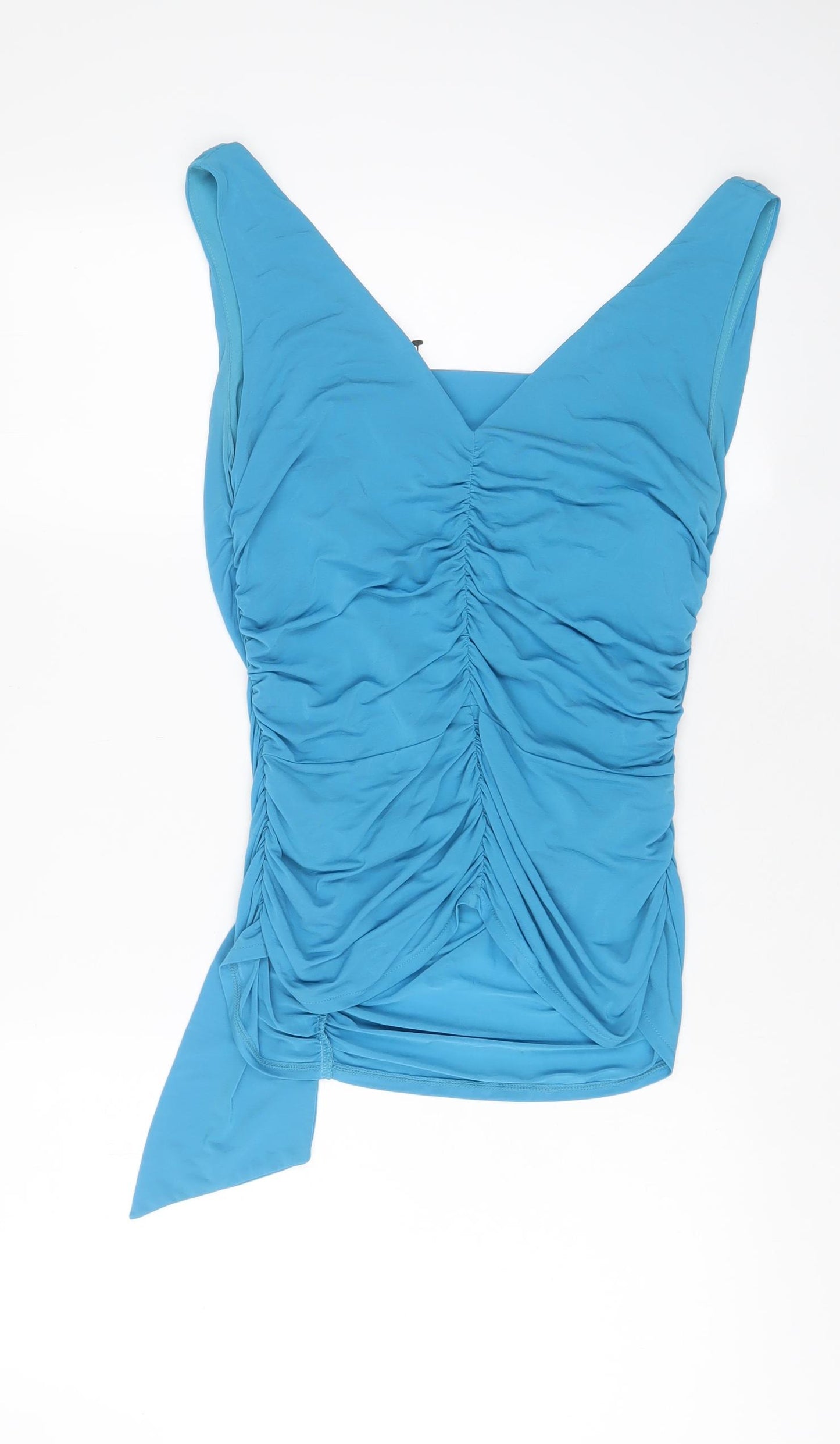 Coast Womens Blue Acetate Basic Tank Size 14 V-Neck