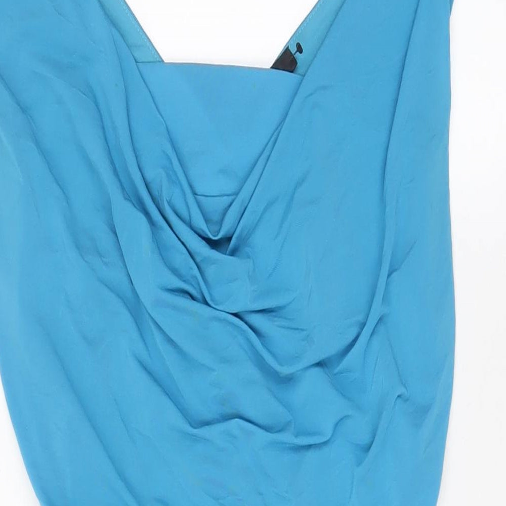 Coast Womens Blue Acetate Basic Tank Size 14 V-Neck