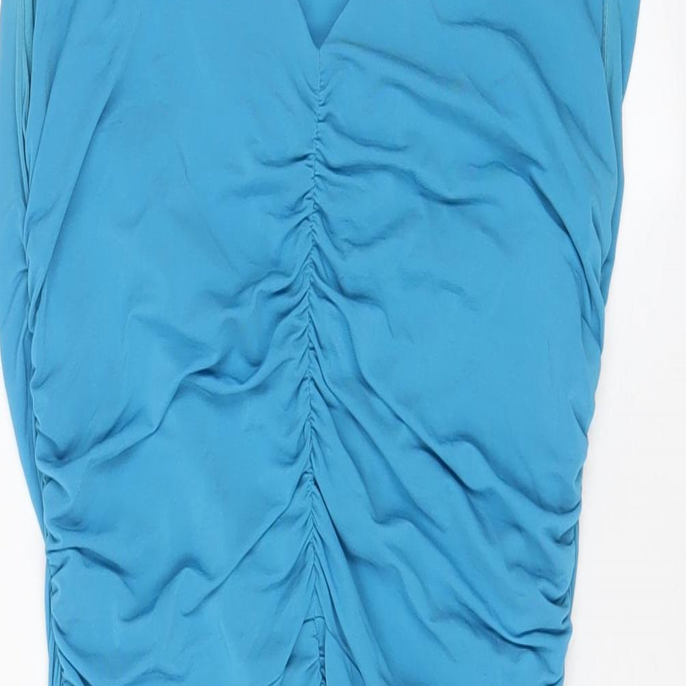 Coast Womens Blue Acetate Basic Tank Size 14 V-Neck