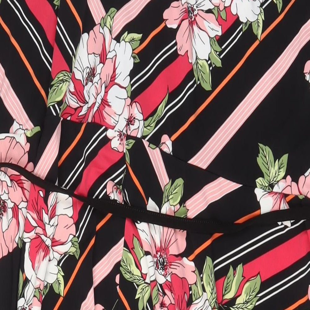 Bonmarché Womens Multicoloured Geometric Viscose A-Line Size 24 V-Neck Pullover - Belted