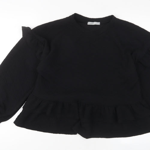 Oasis Womens Black Polyester Pullover Sweatshirt Size L Pullover - Frill