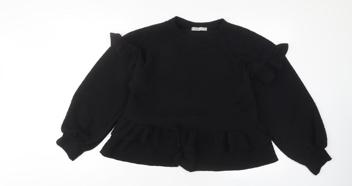 Oasis Womens Black Polyester Pullover Sweatshirt Size L Pullover - Frill